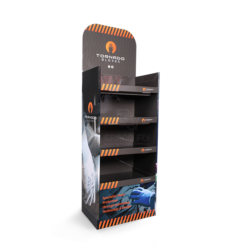 Cardboard Floor Display Stand with Four Tier for Gloves-1