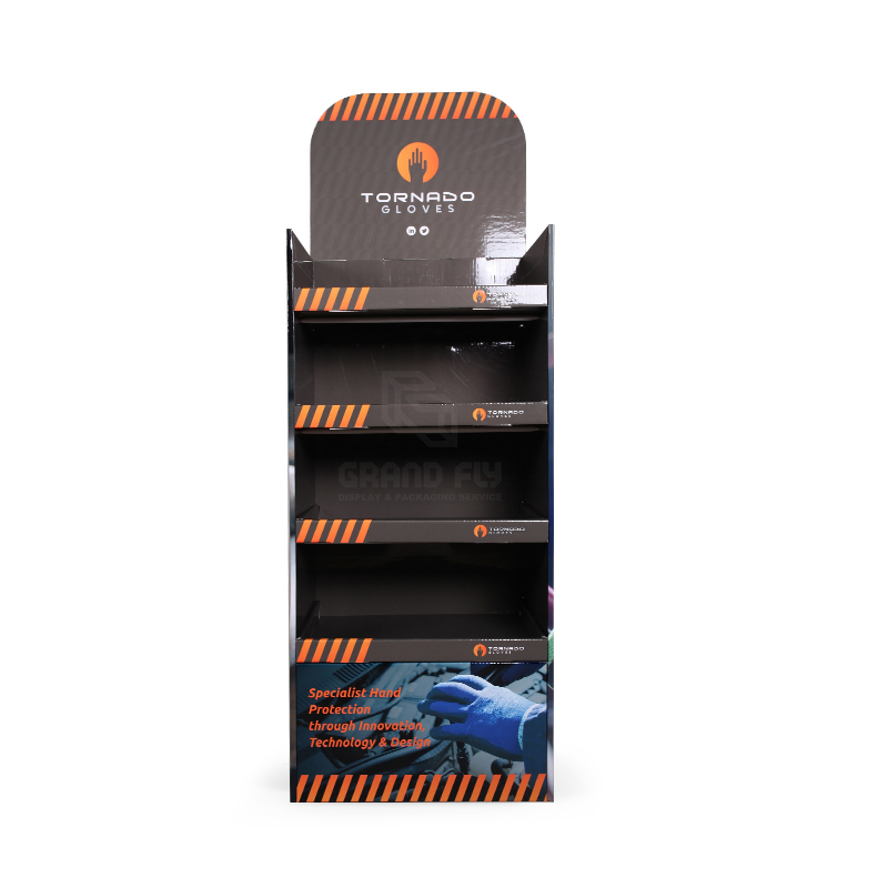 Cardboard Floor Display Stand with Four Tier for Gloves-2