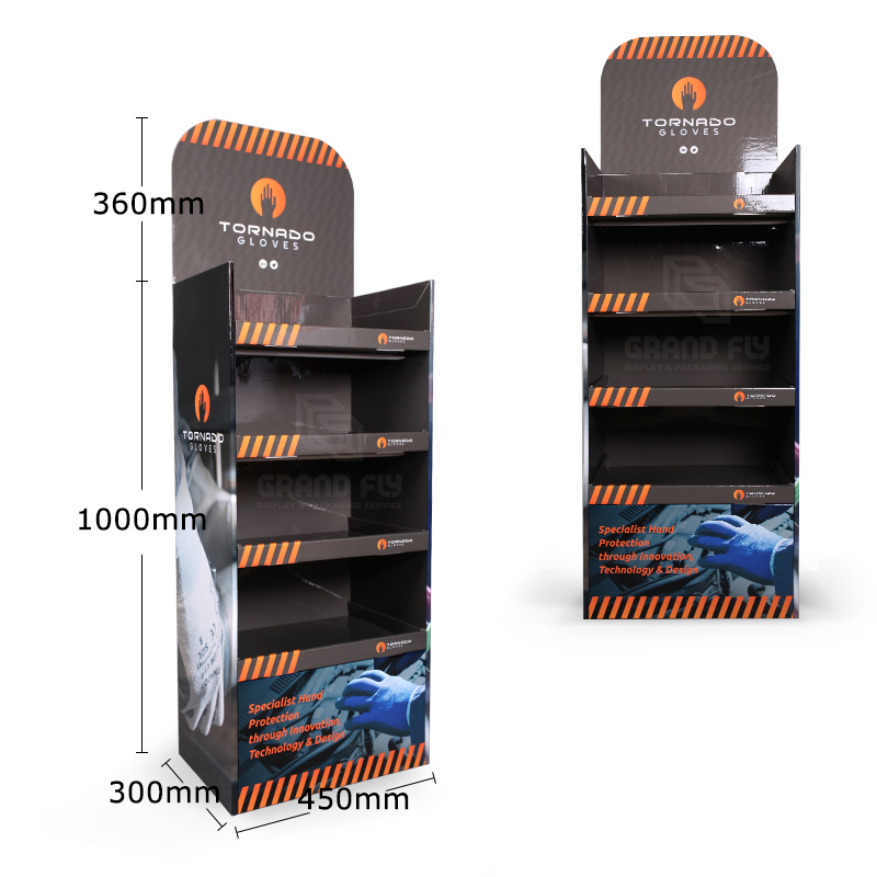 Cardboard Floor Display Stand with Four Tier for Gloves-4