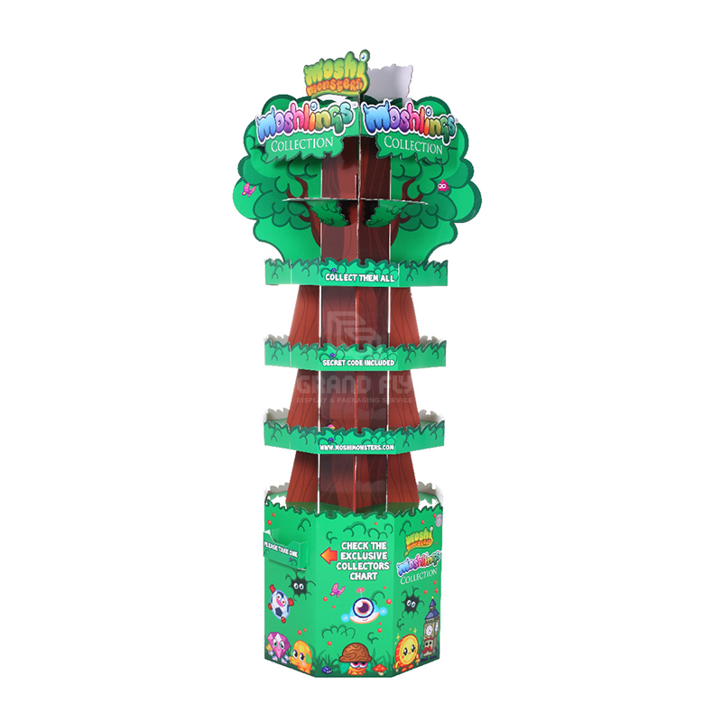 Four-Side Tree Shape Cardboard Floor Display Stand for Toy-1