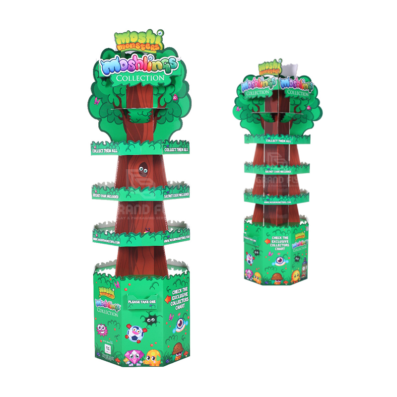 Four-Side Tree Shape Cardboard Floor Display Stand for Toy-2