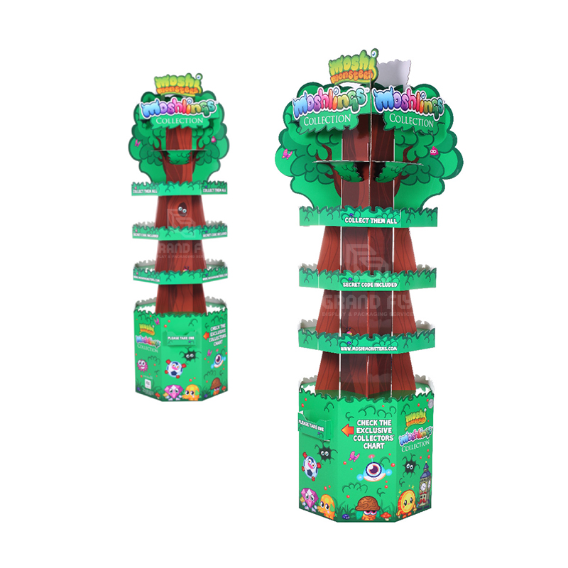 Four-Side Tree Shape Cardboard Floor Display Stand for Toy-3