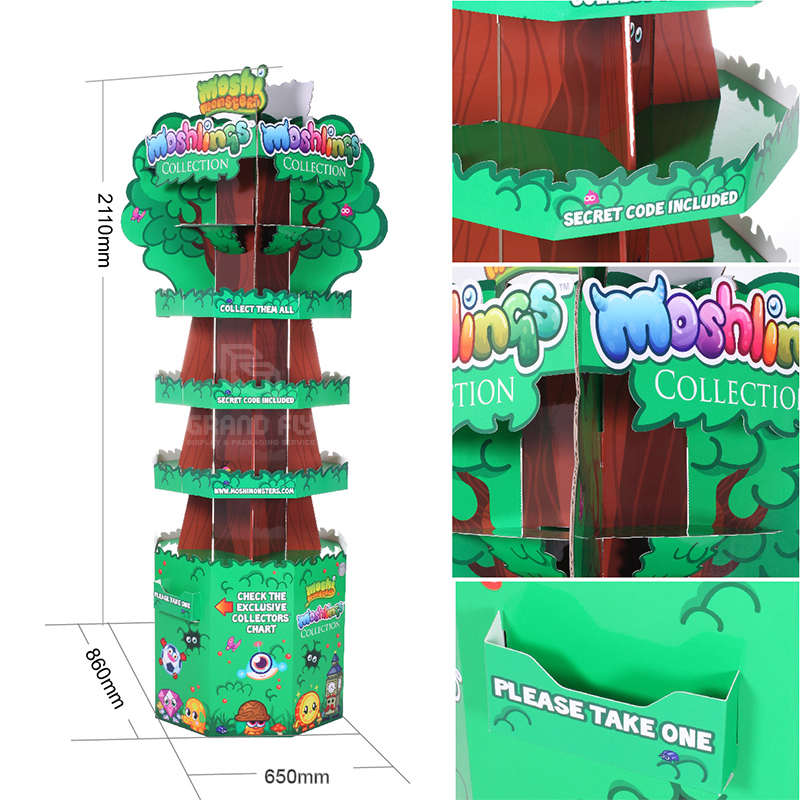 Four-Side Tree Shape Cardboard Floor Display Stand for Toy-4