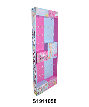 Corrugated POP Retail Display Stand with Peg hook for Accessories