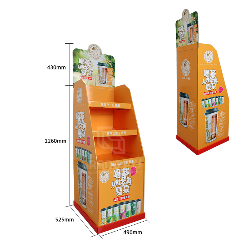 Custom Cardboard Shelf Display Stands with Tier & Base for Tea-4